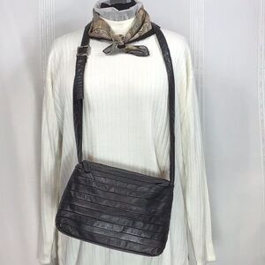 VTG Kenneth Cole Black Brown Leather Adjustable Shoulder Crossbody Bag